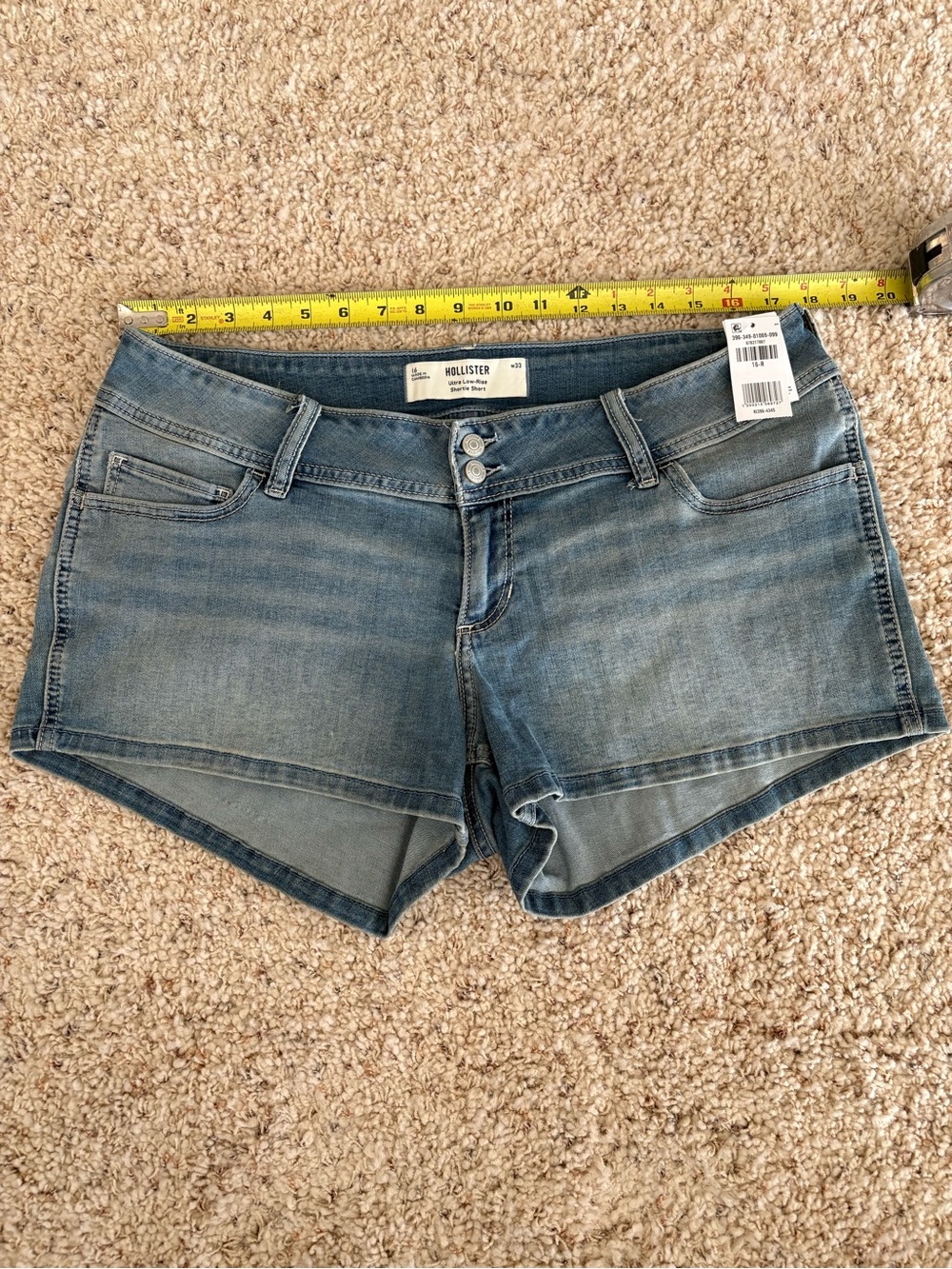 Hollister Faded Light Blue Denim Low-Rise Shorts